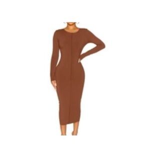 Naked Wardrobe Chocolate Long Sleeve Dress